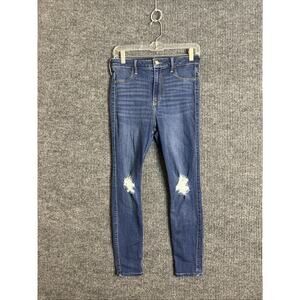 Hollister Juniors Ultra High Rise Jean Legging Sz 9 Distressed Blue Medium Wash